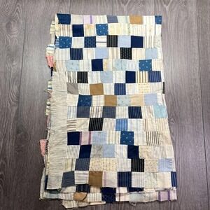 Vintage Hand Sewn Patchwork Squares Quilt Top Antique 62 x 78 Crafting Cutter